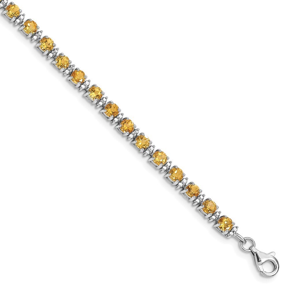 Kazi Luxury Sterling Silver Rhodium-plated Citrine and Diamond Bracelet